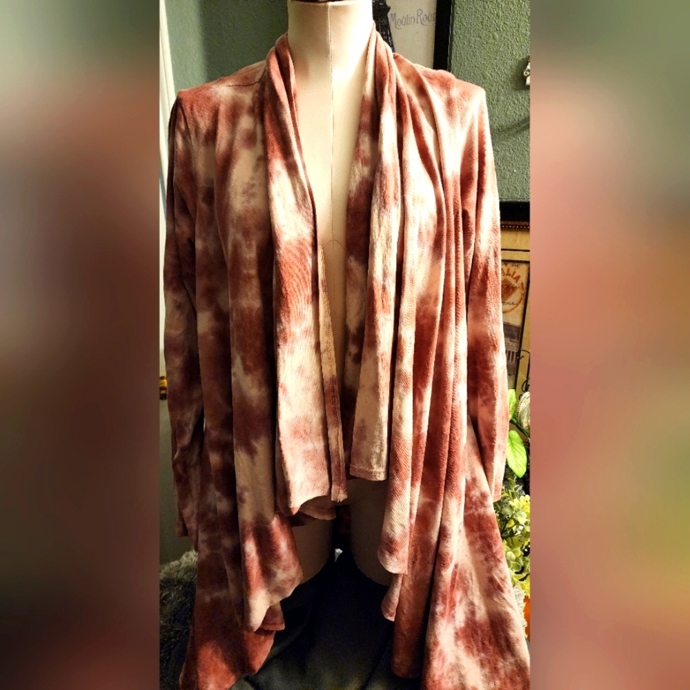 Pink Tye Dye Long Tapered Length Cardigan Knox Rose brand XL